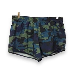 New Balance Women’s Camo Athletic Running Shorts, Blue Camo, size L